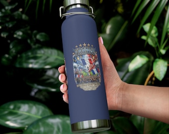 France Soccer Retro Crest Water Bottle | 22oz Vacuum Insulated