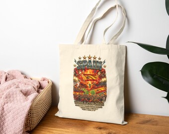Spain World Cup Poster Tote Bag | Soccer Stadium Graphic Canvas Tote