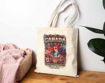 Canada Hockey World Cup 2026 Tote Bag | Vintage Flag Graphic