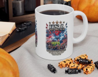 USA Fireworks Stadium Scene Mug | Patriotic 4th of July Ceramic Coffee Cup