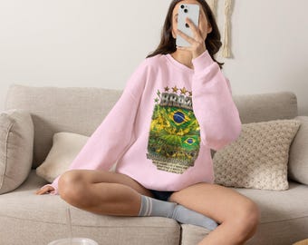 Brazil World Cup 2022 Flag Graphic Sweatshirt | Soccer Fan Jersey Style