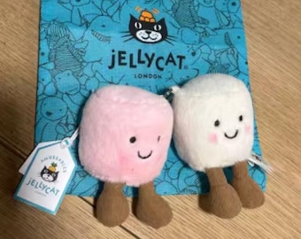 Jellycat Amuseables Marshmallow Plush Keychain – Pastel Soft Toy Bag Charm