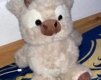 Fluffy Beige Pig Plush Toy – Soft Stuffed Animal, Kawaii Farm Friend, Cozy Snuggle Buddy