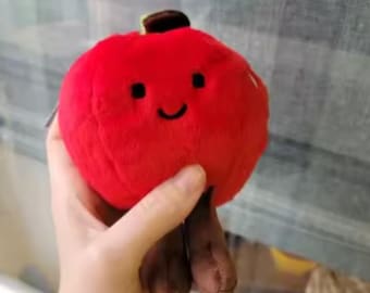 Smiling Apple Plush Toy | Kawaii Fruit Stuffed Animal, Desk Decor, Kids Toy
