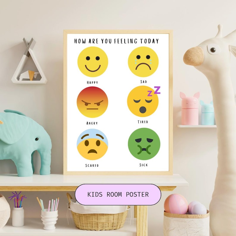 Kids Emotions Chart Poster | Feelings Regulation Tool (digital Print ...