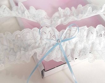 Light Blue Wedding Garter: something Blue Lace Bridal Keepsake