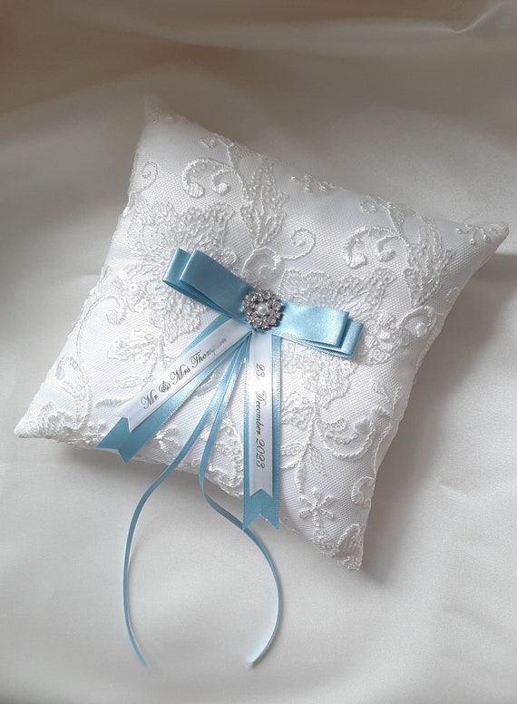 Wedding Ring bearer cushions, personalised wedding silk ring pillows.