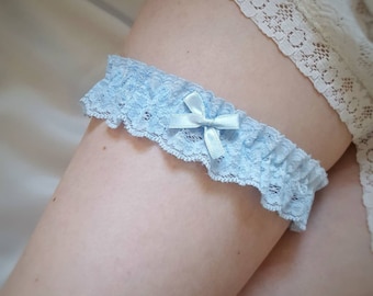 Blue wedding garter, something blue lace bridal garter, SKY BLUE gift for the bride, wedding keepsake