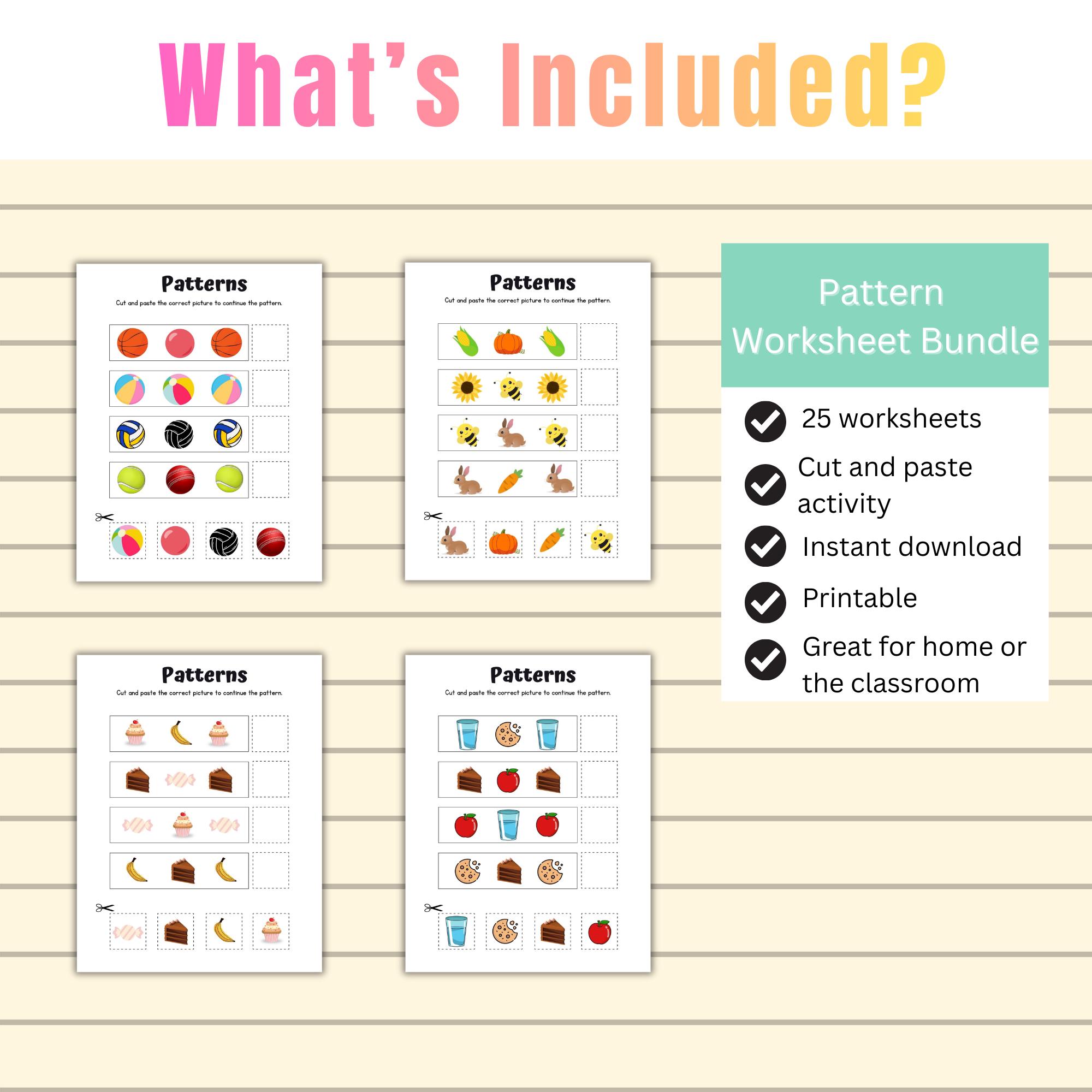 Patterns Worksheet Bundle Printable - Etsy