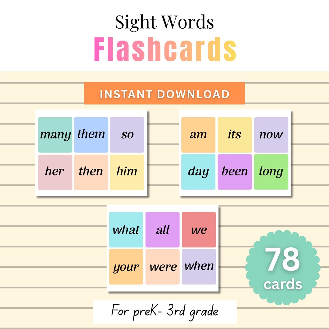 Sight Word Flash Card Printable | Sight Word Flash Cards for Elementary ...