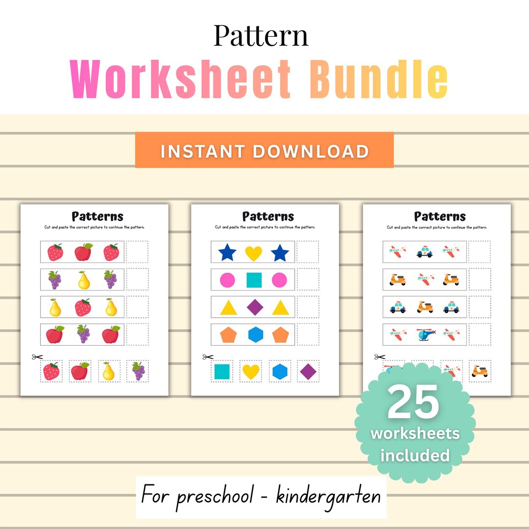 Patterns Worksheet Bundle Printable - Etsy