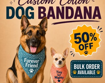 Custom Cotton Pet Triangle Bandana | Personalized Full Color Dog Bandana | Printed Pet Scarf | Custom Pet Accessories, Bulk Order