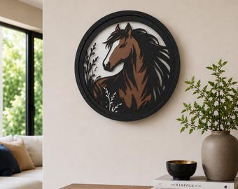 Layered Paper Cut Horse Shadowbox, Equestrian Wall Art, 3D Framed Decor