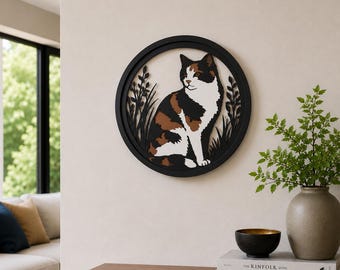 Calico Cat Paper Cut Shadowbox, Layered 3D Cat Wall Art, Pet Lover Decor
