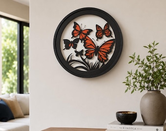 Layered Butterfly Paper Cut Shadowbox, Botanical Nature Wall Art