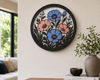 Wildflower Paper Cut Shadowbox, Layered Paper Wall Art, Botanical Floral Home Decor, 3D Framed Wall Hanging, Gift for Gardeners