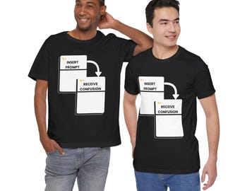 プロンプトを挿入すると混乱するシャツ - 面白いAIユーモアTシャツ - チャットボットミームテックジョークTシャツ - プログラマーオタクユーモア