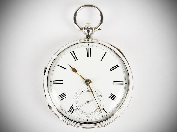 Large Sterling Silver Scottish Fusee Pocket Watch… - image 1