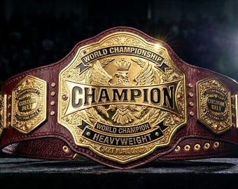 Champion Wrestling Custom Belt -Personalized Title Award -Name & Logo Fully Engraved Fantasy League Sports Event Trophy Gift