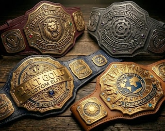 Personalized Championship Wrestling Belt with Logo Engraved -Custom Fantasy League Sports Event Trophy