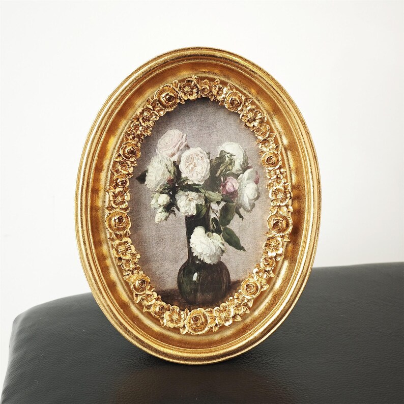 Ornate Gold Oval Photo Frame, Vintage Rose Floral Frame, Antique Style ...