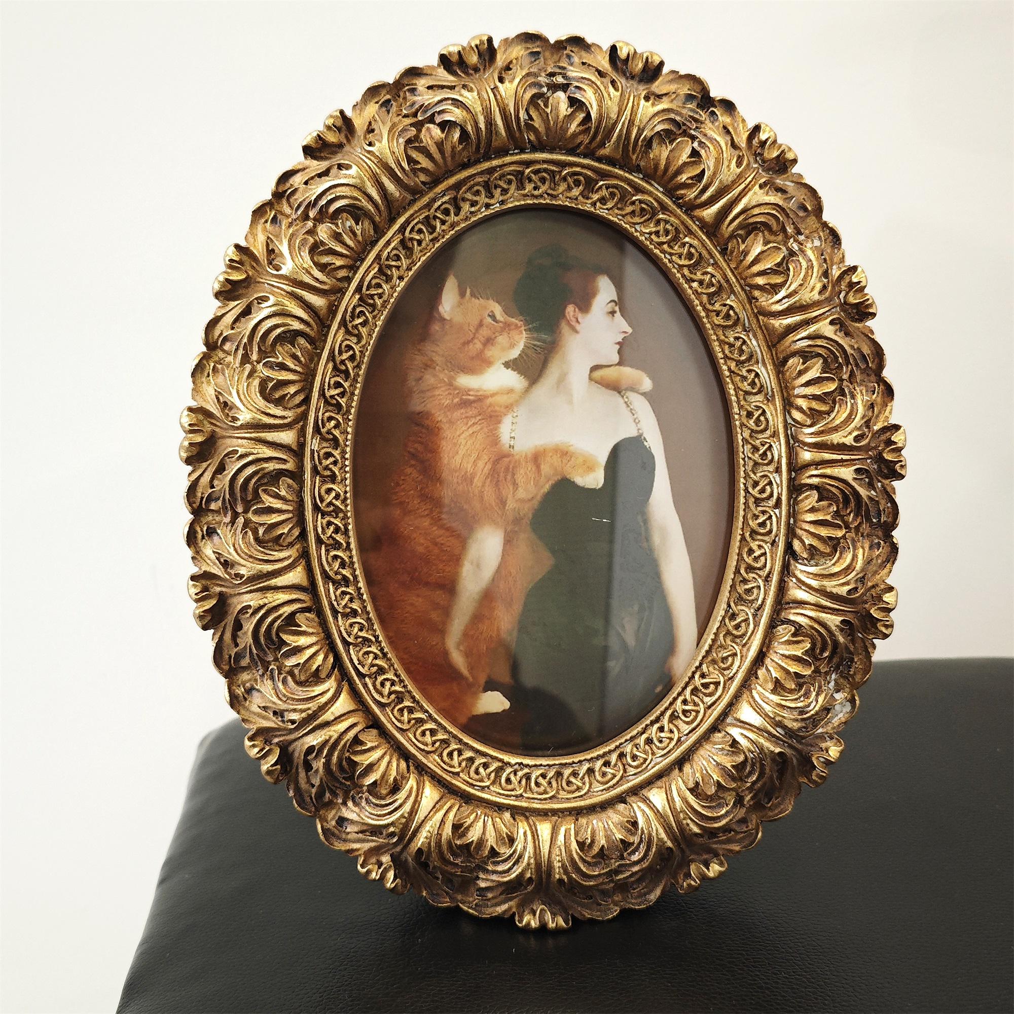Vintage Ornate Gold Oval Picture Frame With Custom Pet Portrait ...