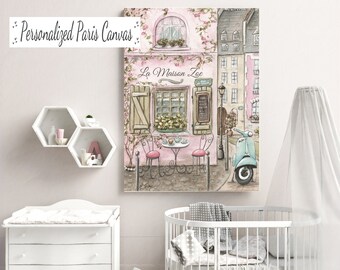 Personalized Paris Canvas For Girls Travel Themed Bedroom Etsy