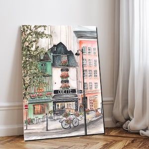 Odette Watercolor, Personalized Paris Print, Parisian Bakery Artwork, French Wall Art, Travel Poster, Grey And Pink French Country Painting