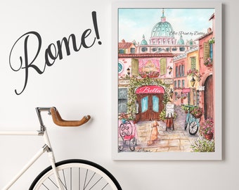 Rome Print For Teen Bedroom, Rome Italy Travel Themed Nursery Wall Art Print, Personalized, Gift For Daughter, Italian Baby Shower Idea