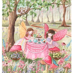 Tea For Two Poster, Fairy Decor, Fairy Tea Party Birthday, Fairy Wall Art, Tea Party Picture, Enchanted Forest Toddler Girl Room Decor,
