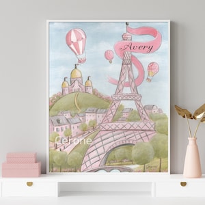 Paris Backdrop Personalized, Eiffel Tower Parisian Nursery Decor  French Themed Birthday Party Decoration, Travel Themed Baby Shower Gift