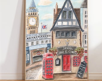 Personalized Paddington Station Print, London Travel Poster, Art For Kids Bedroom, British Themed Party Gift, Paddington Nursery Wall Art