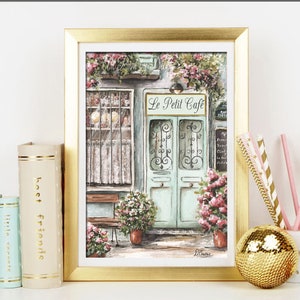 Paris Cafe Watercolor Print, Personalized Parisian Bistro Painting, Kitchen Wall Art, Cute France Home Decor, Vintage French Office Painting
