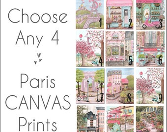 Personalized Canvases, Teen Girls Paris Artwork, Vintage Pink Travel Theme Nursery, Unique Gift For little Girl, Girls Playroom Wall Art