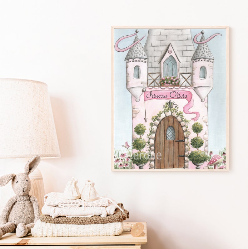 Princess Castle Art Print, Fairytale Wall Art, Cute Castle Watercolor ...