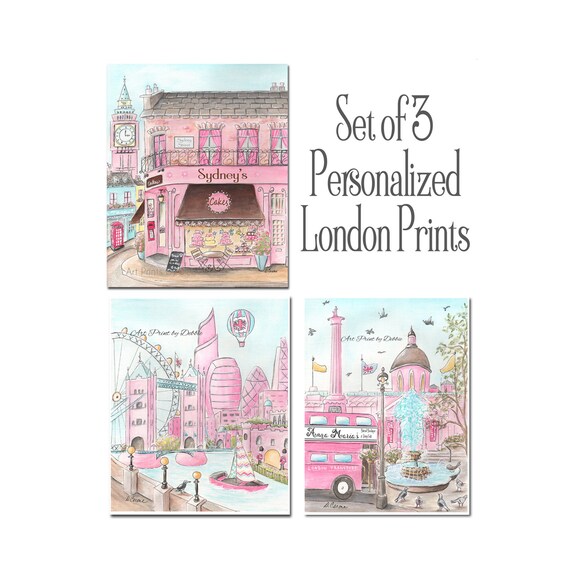 Travel Themed Nursery London Girl Art Prints London Themed Nursery Nursery Wall Art Kids Art Children S Prints Personalized Girl Gift