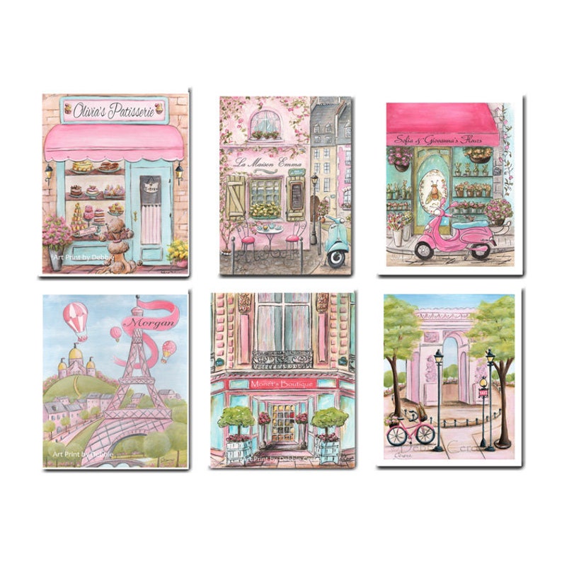 Travel Wall Art Prints French Posters Set of 6 Paris Prints Etsy