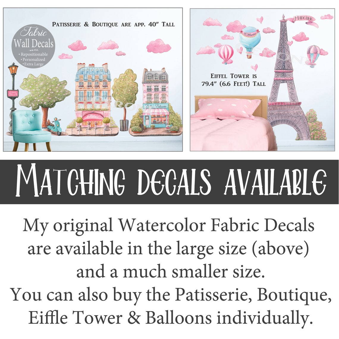 Custom Girls Name Wall Decals, Fabric Wall Decals Main Street City ...