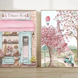 Paris Travel Prints, Parisian Decor For Girls Bedroom, Personalized Baby Gift, French Nursery Blush Wall Art, Laduree, Pink Eiffel Tower BLUSH PINK