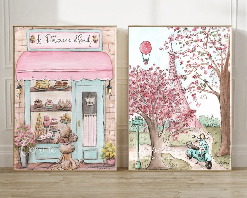 Paris Travel Prints, Parisian Decor For Girls Bedroom, Personalized Baby Gift, French Nursery Blush Wall Art, Laduree, Pink Eiffel Tower BLUSH PINK