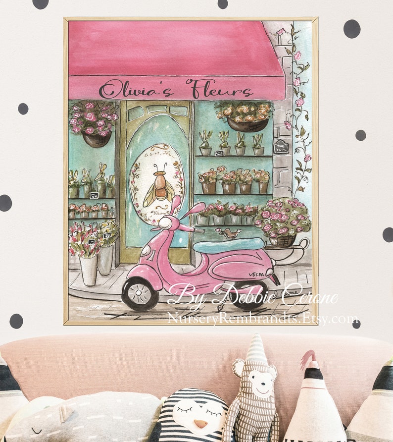 Paris Wall Art For Tween Girls Room, Set Of 4 Custom Name Prints, French Bedroom Decor, Parisian Nursery Art, Travel Theme Baby Shower Gift image 8