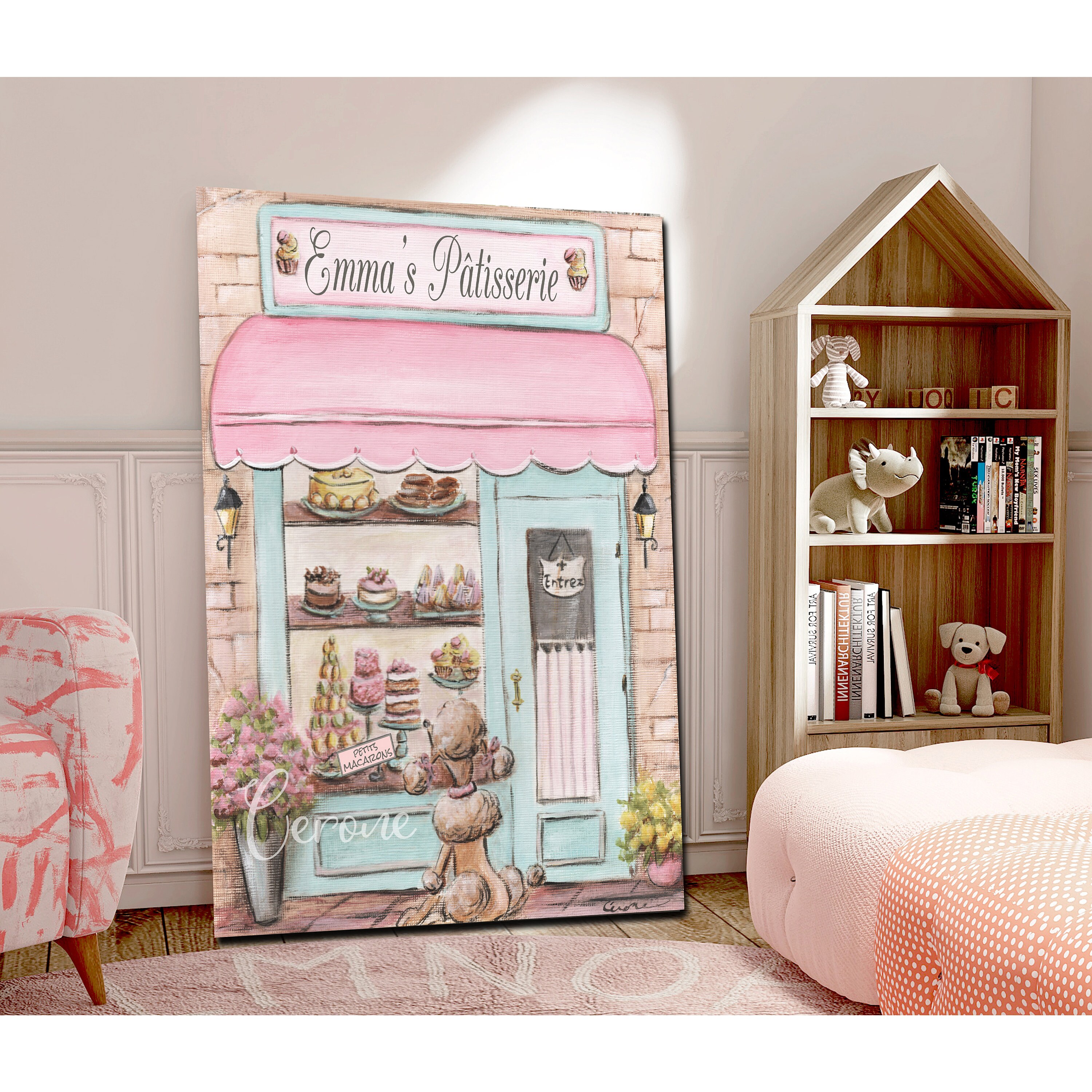 Paris Canvas Wall Art French Nursery Watercolor Large Canvas