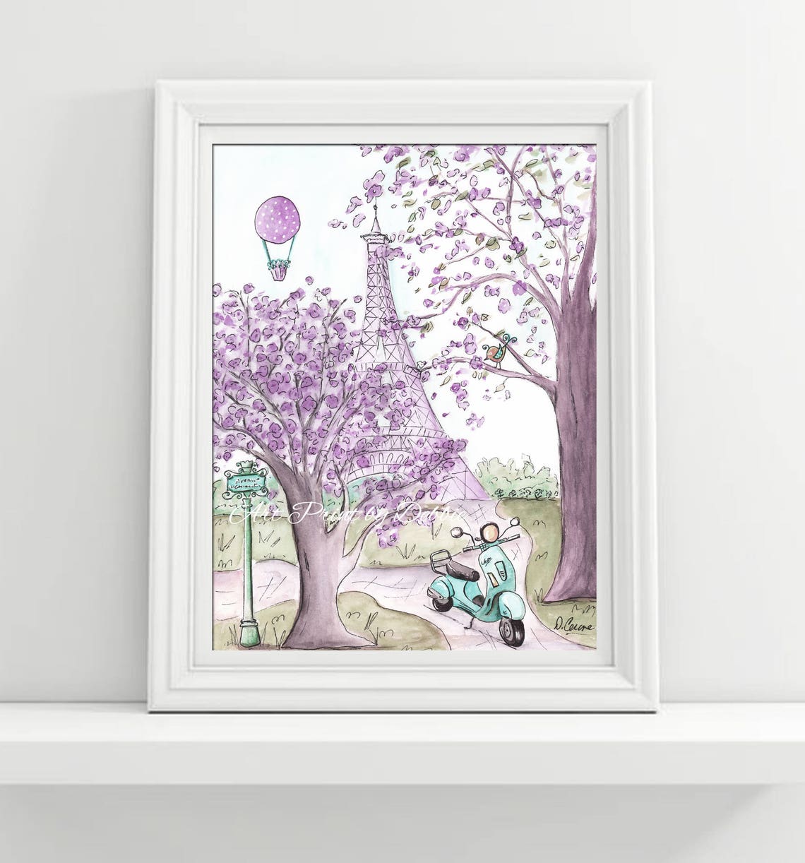 Lavender Nursery Decor Eiffel Tower Art Lavender Wall Art Etsy