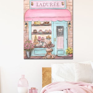 Pink Room Decor Girly, Set Of 4 Prints, Personalized Name, Custom Baby Name, French Themed Nursery Paris Wall Art, Laduree, Eiffel Tower image 9