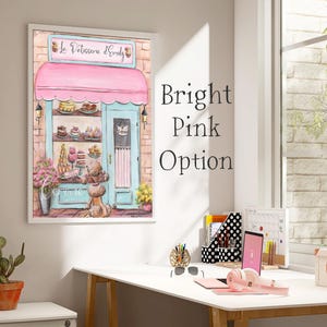 Custom Name Paris Watercolor Print, Personalized French Laduree Patisserie Poster, Travel Theme Baby Shower Gift, Baby Girl Nursery Wall Art image 2