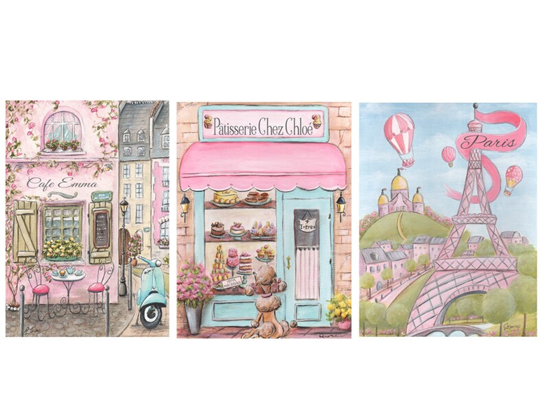 Paris Wall Art For Girls Personalized Girls Nursery Decor Etsy