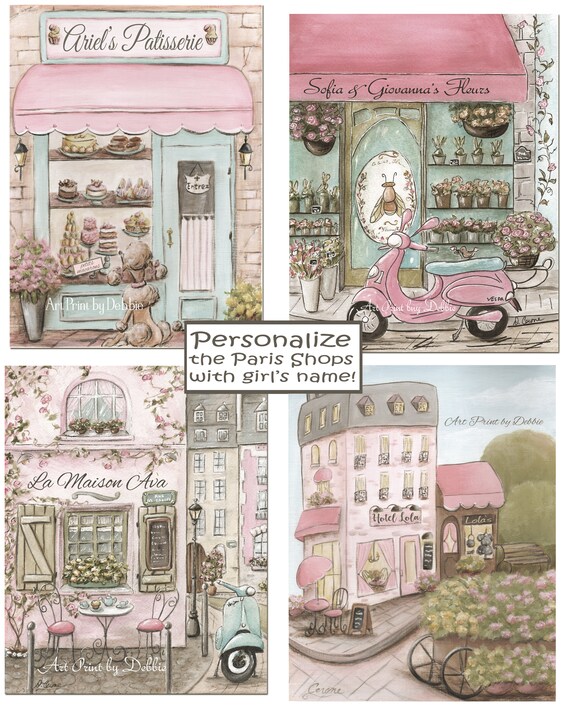 Blush Pink Paris Themed Girls Bedroom Decor Canvas Wall Art Choose 4 75 Or 1 5 Thick Personalized Nursery Prints 6x8 To 24x36