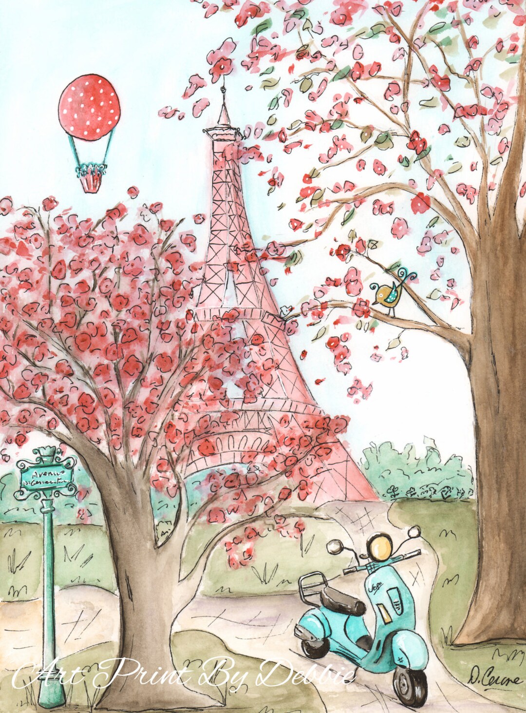 Coral Paris Eiffel Tower Wall Art Paris Decor French Nursery Etsy