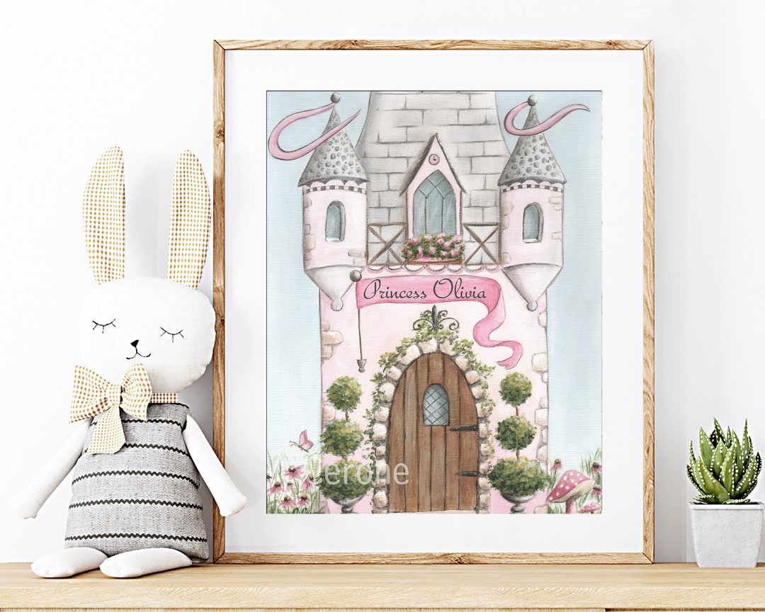 Princess Castle Art Print, Fairytale Wall Art, Cute Castle Watercolor ...