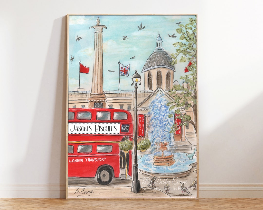 Red London Bus Wall Art Personalized Nursery Wall Art Travel Etsy